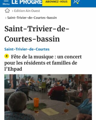 Une bien belle #fetedelamusique, avec une centaine de personnes présentes dans le public des résidents de l'#ehpad Dr Perret de #sttrivierdecourtes et leurs familles, pour écouter mes #compositions au #piano 🙂 
(Merci  au journal @le_progres pour cet article)